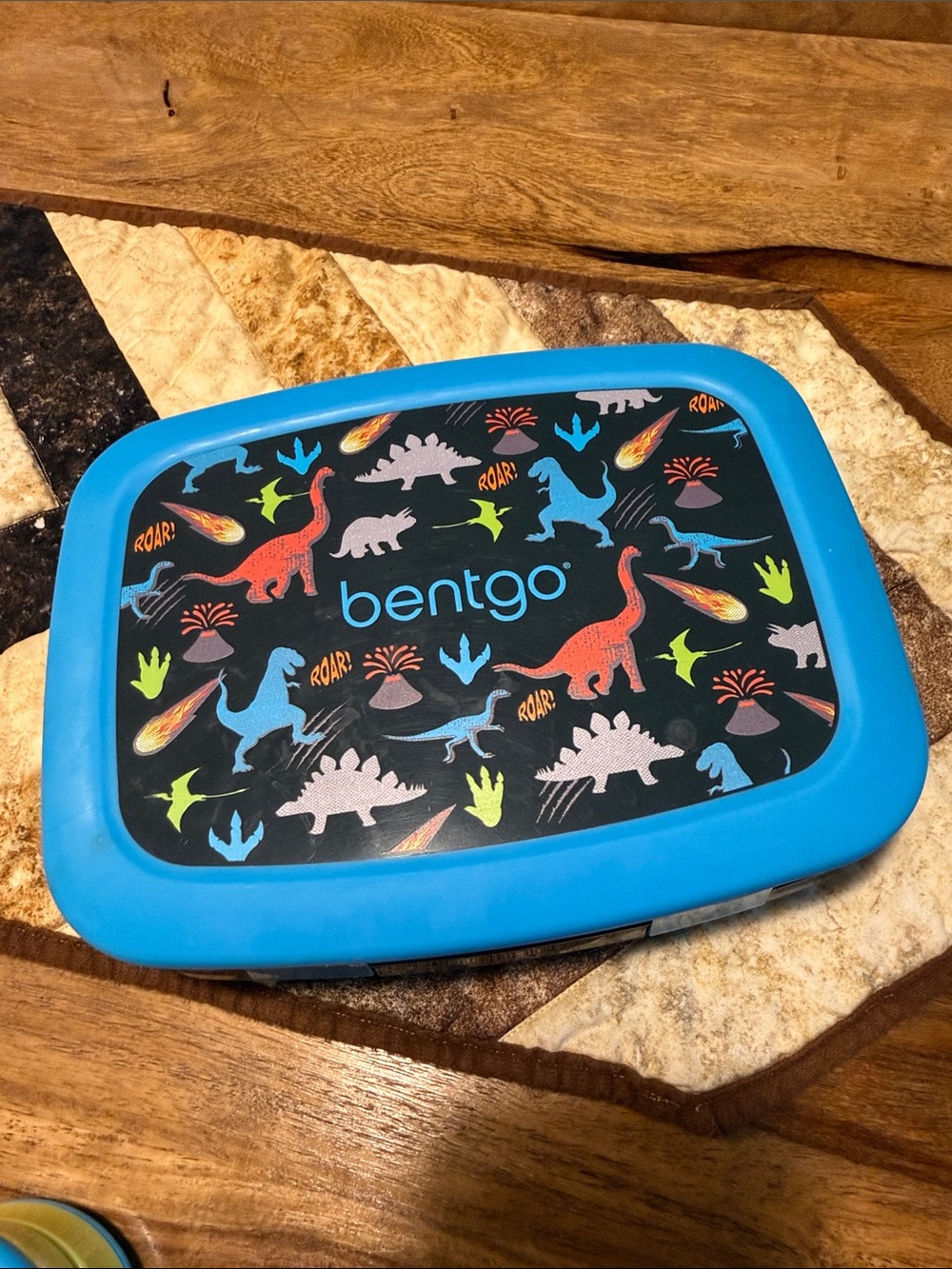 Bentgo Kids Blue Dinosaur Lunch Box with Colorful Dino Print